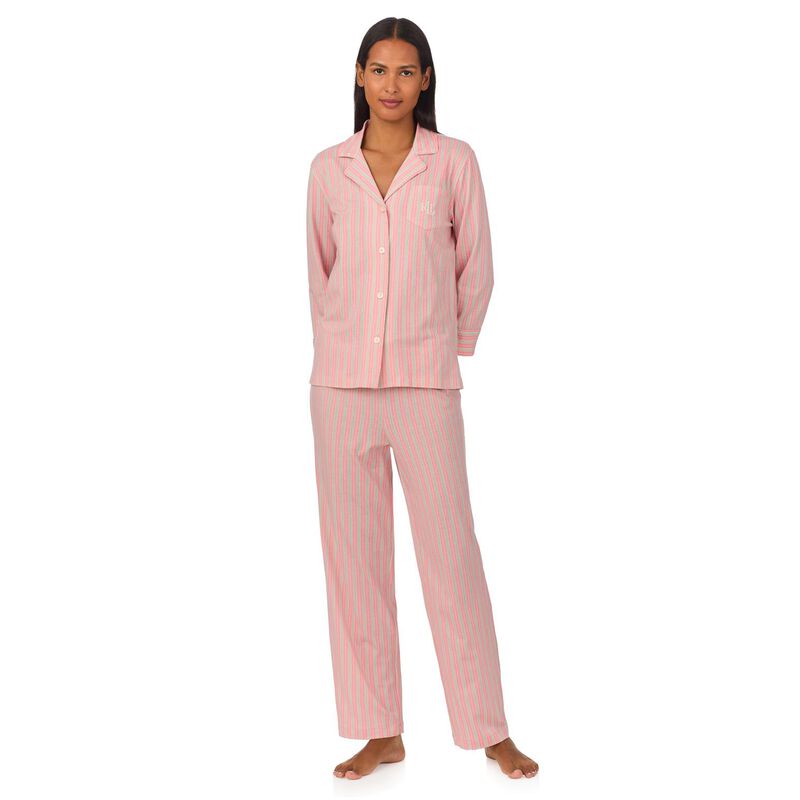 Lauren Ralph Lauren Classic Knit 3/4 Sleeve Notch Collar Pajama Set image number 3